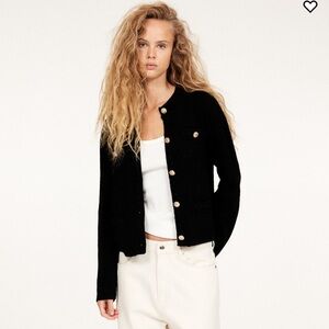 H&M Textured Cardigan Sweater with Gold Buttons